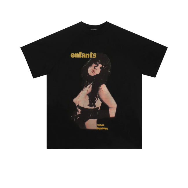 Enfants Riches Déprimés Vintage Female Portrait & Gold Typography T-Shirt - Black Hover Image