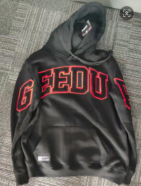Geedup Black Red Outline Arch Logo Hoodie Hover Image
