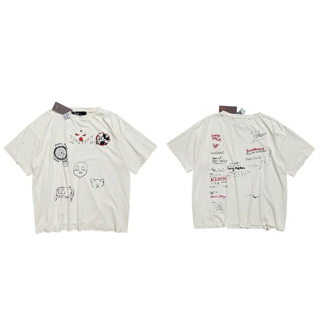 PALY Hollywood Hand-Drawn Doodle & Signature Graphic T-Shirt - Cream Hover Image