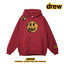 Drew Distressed Cracked Smiley Face Regular Lightweight Hoodie, Burgundy