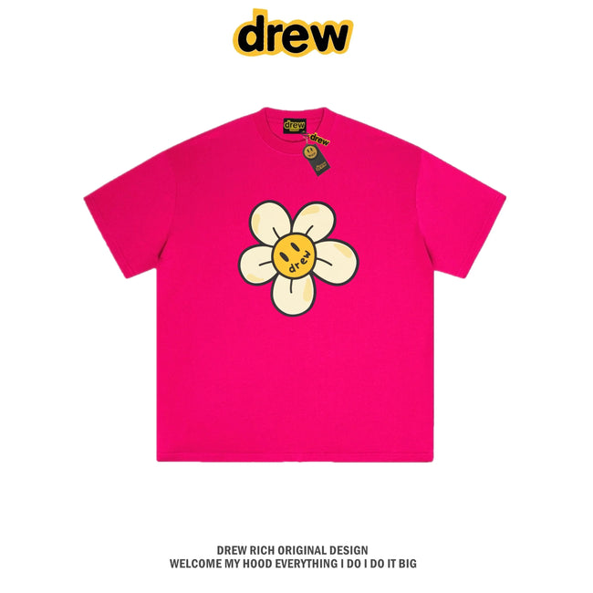 Drew House Daisy Smiley Graphic Oversized Cotton T-Shirt, Hot Pink Hover Image