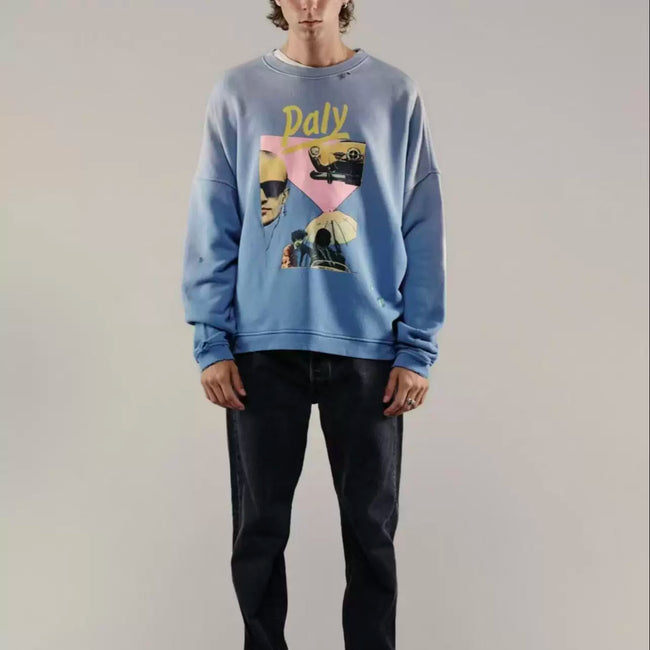 PALY Hollywood Vintage Collage Graphic Sweatshirt - Blue Main Image