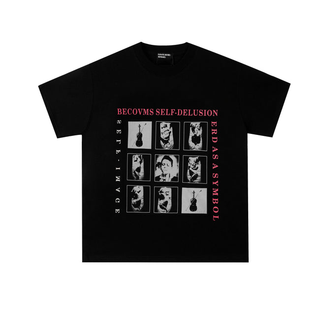 Enfants Riches Déprimés "Becomes Self-Delusion" Nine-Panel T-Shirt - Black Hover Image
