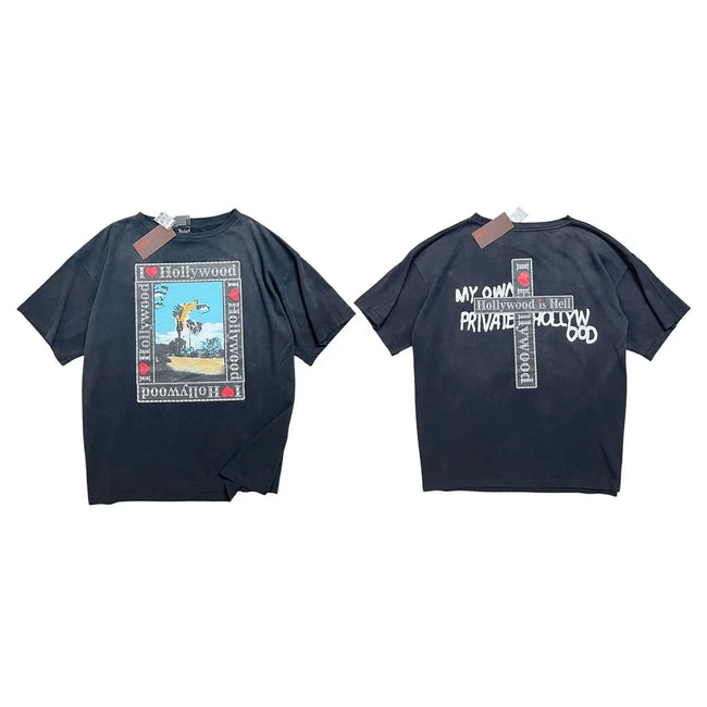 PALY Hollywood "I ♥ Hollywood" Cross Graphic T-Shirt - Black Hover Image