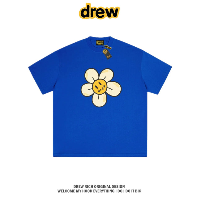 Drew House Daisy Smiley Graphic Oversized Cotton T-Shirt, Royal Blue Hover Image