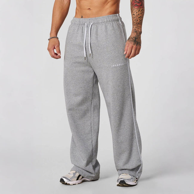 YOUNGLA Men's Side Piping Straight Leg Track Sweatpants Hover Image