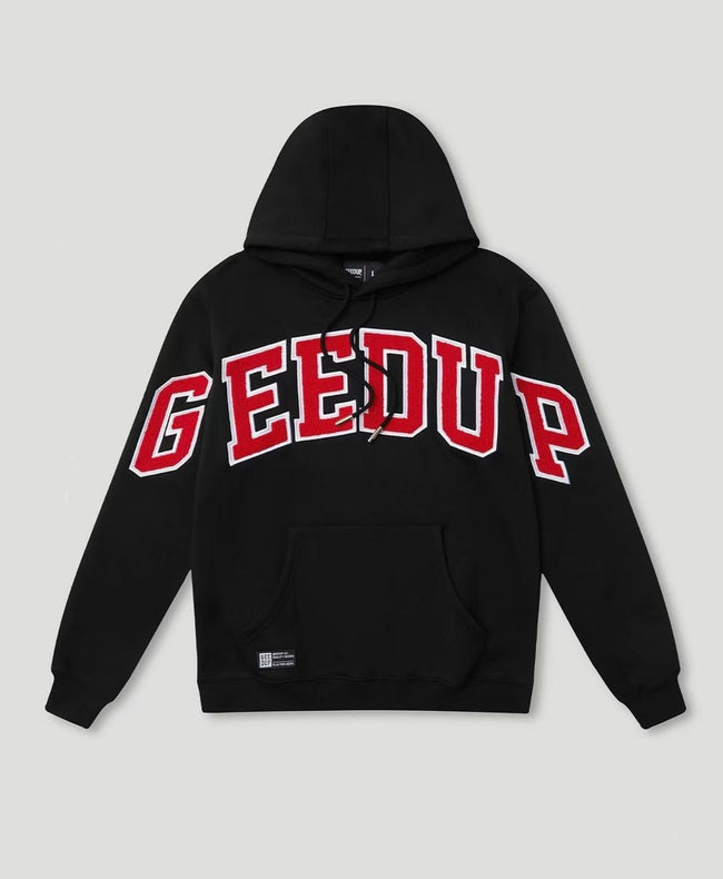 Geedup Black Red Arch Logo Hoodie Hover Image
