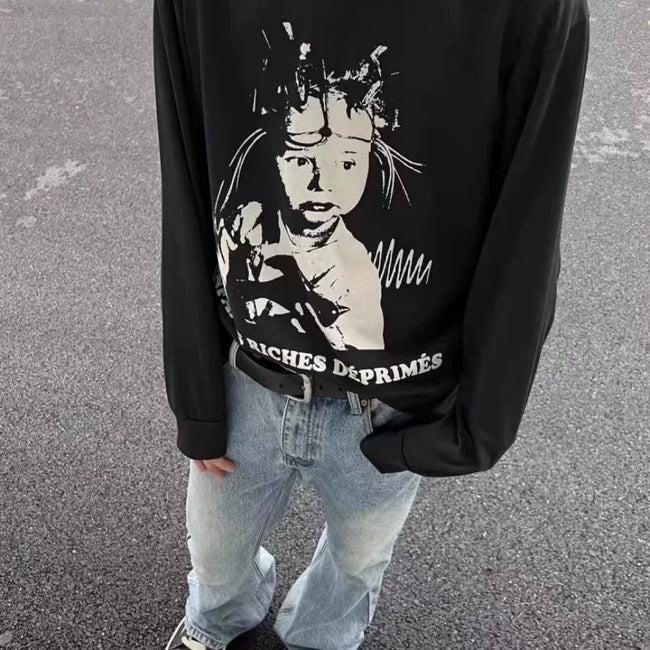 Enfants Riches Déprimés Crown Child Portrait Long-Sleeve   - Black Main Image