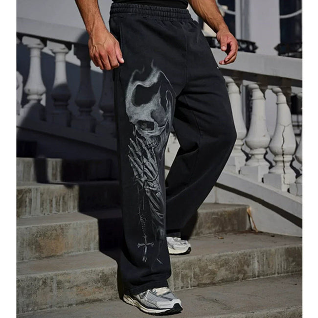 YoungLA Acid Wash Casual Training Sweatpants – Vintage Washed Black Edition Hover Image