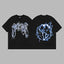 Revenge Arch Logo & Lightning Earth Graphic Short Sleeve T-Shirt (Black / Blue)