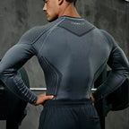 YOUNGLA Batman Superhero Compression Long-Sleeve Gym Shirt  LightGray