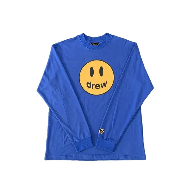 Drew Blue Smiley Graphic Relaxed-Fit Long-Sleeve T-Shirt Hover Image