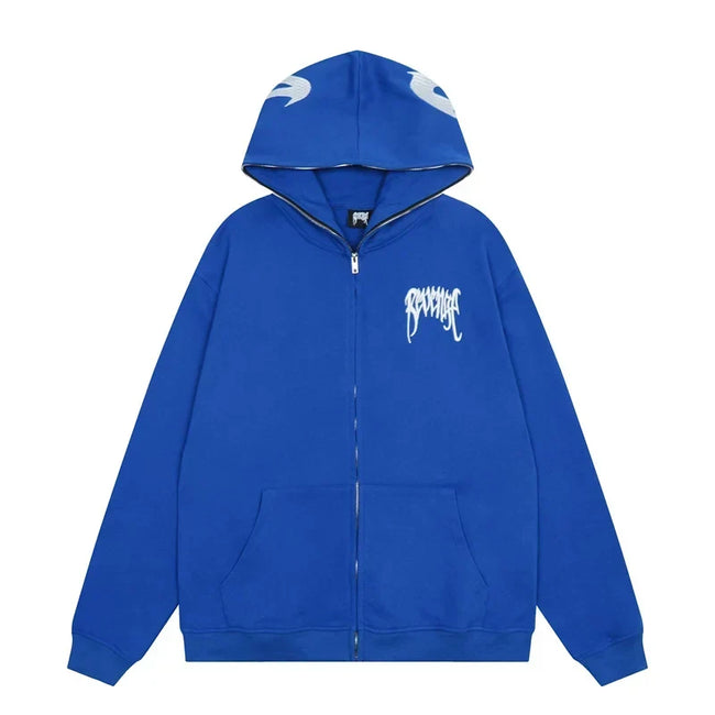 Revenge Gothic Arch Logo Zip-Up Hoodie - Royal Blue Hover Image