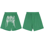 Revenge Gothic Logo Mesh Athletic Shorts - Green