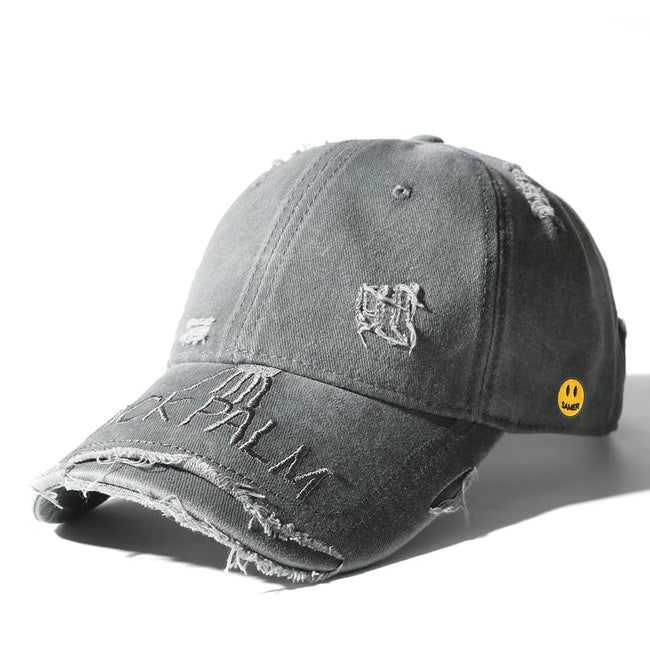 Drew Light Grey Vintage Distressed Smiley Cap Hover Image