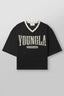 YoungLA Black Graphic Oversized Jersey | Vintage Mesh V-Neck Gym Tee