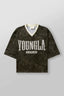 YoungLA Camo Oversized V-Neck Mesh Jersey – Distressed Logo Graphic